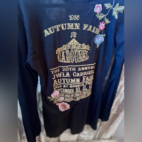 Johnny Was LA Vintage Carousel Horse Embroidered Shirt Black Size Small Fair - Picture 14 of 14